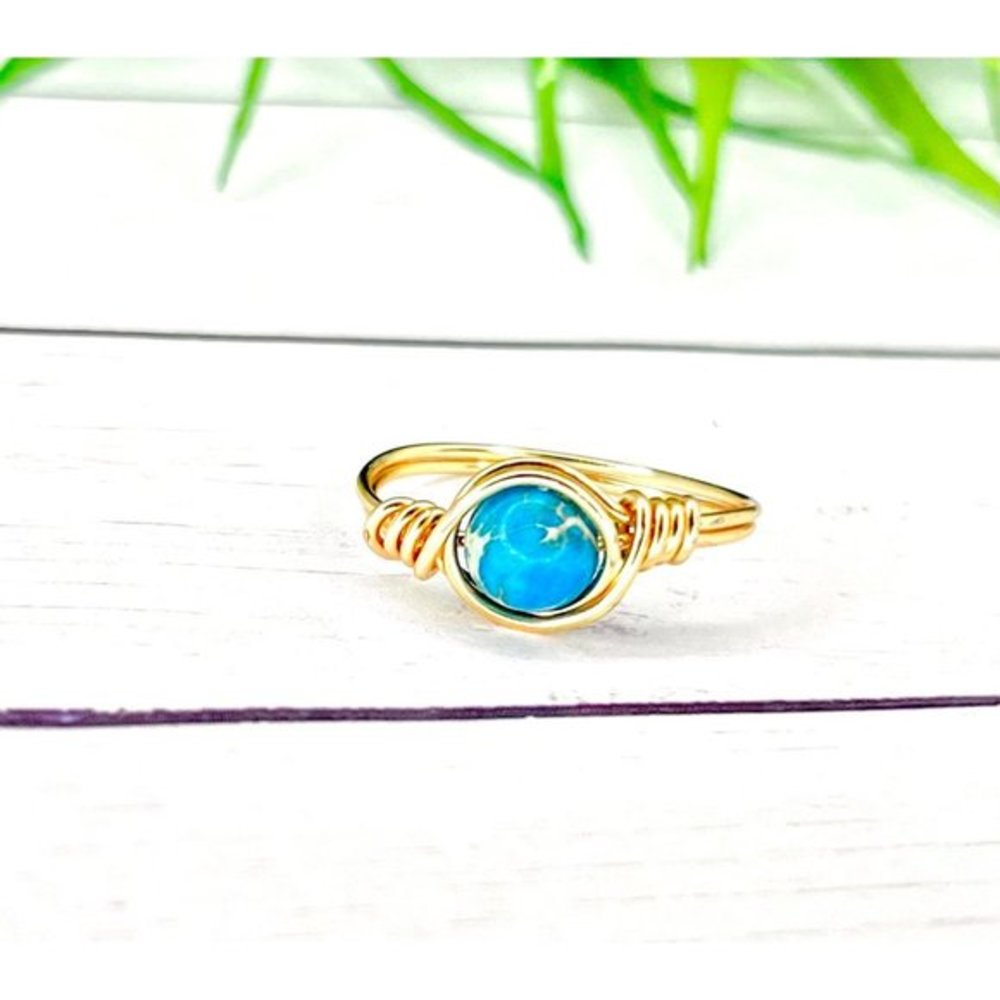 Blue Sea Sediment Imperial Jasper Ring